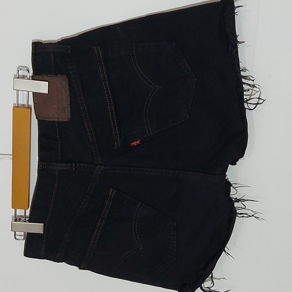 Levis 501 Black Button Fly Distressed Cut Offs - Picture 8 of 16